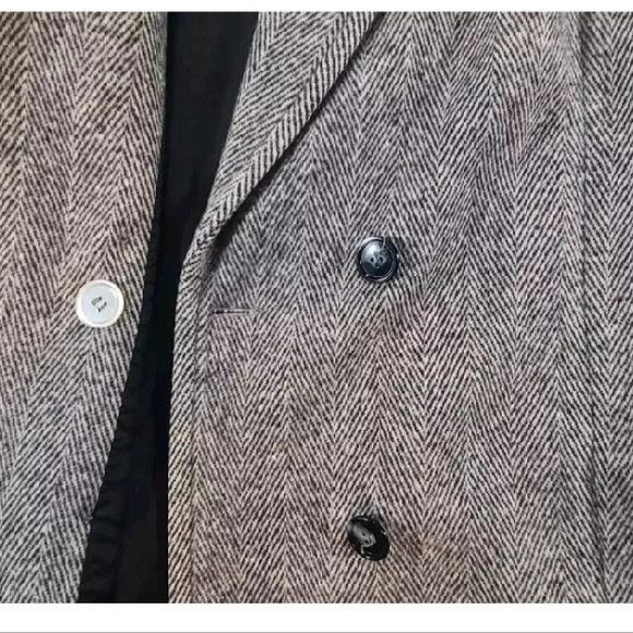 Vintage Noble Fashions Herringbone Jacket Women LG Double Breasted Wool Blend - Picture 7 of 14